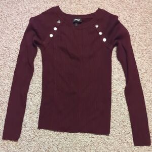 Express Deep Wine Mahogany Burgundy Long Sleeve